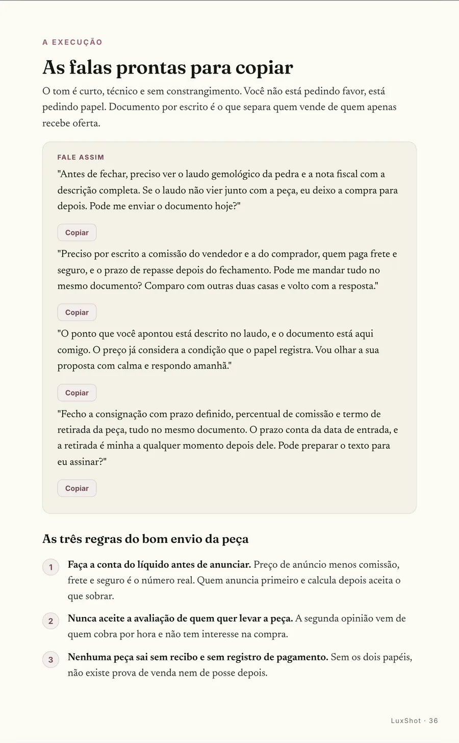 Falas prontas: A fala exata pra exigir laudo e receber comissão e prazo de repasse por escrito